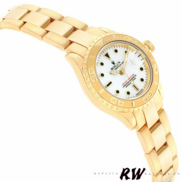 Rolex Yacht Master 169628 Yellow Gold White Dial 29MM Lady Replica Watch