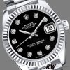 Rolex Datejust 179179 Black Diamond Dial Fluted Bezel 26MM Lady Replica Watch