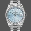 Rolex Day-Date 228396TBR Ice Blue Diagonal Motif Dial Diamond Bezel 40mm Mens Replica Watch