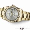 Rolex Day-Date 118238 Yellow Gold Silver dial Fluted Bezel 36mm Unisex Replica Watch
