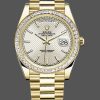 Rolex Day-Date 228398TBR Silver Diagonal Motif Dial Diamond Bezel 40mm Mens Replica Watch