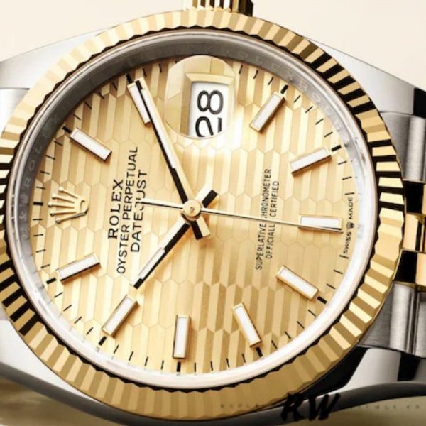 Rolex Datejust 126233 Champagne Motif dial Fluted Bezel 36MM Unisex Replica Watch