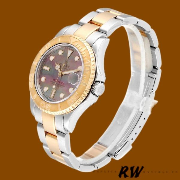 Rolex Yacht Master 168623 Steel Yellow Gold Black MOP Dial 35MM Unisex Replica Watch