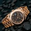 Rolex Day-Date 218235 Chocolate Brown Dial Rose Gold 41MM Mens Replica Watch