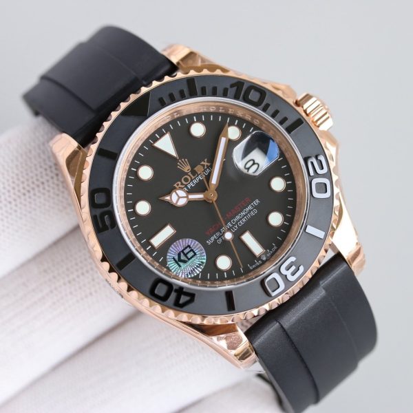 Rolex Yacht Master 116655 Everose Gold Black Dial 40mm Mens replica Watch