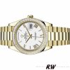 Rolex Day-Date 228398TBR White Roman Numeral Dial Diamond Bezel 40mm Mens Replica Watch