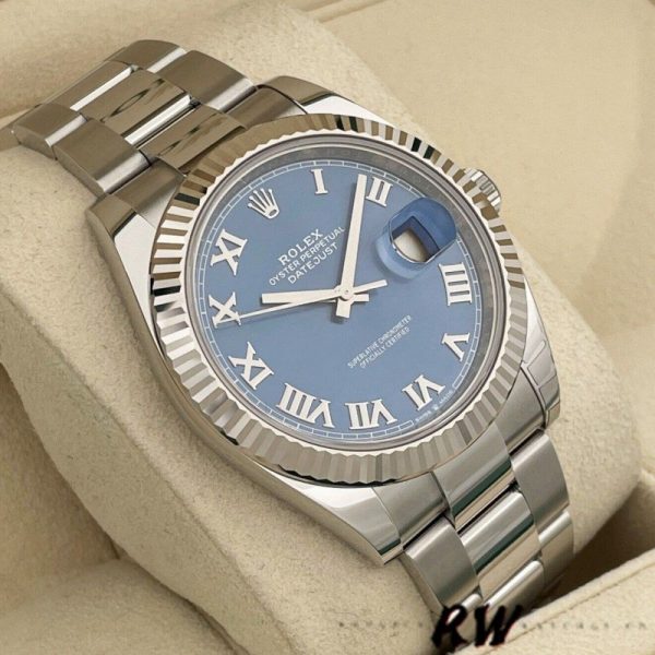 Rolex Datejust 126334 Fluted Bezel Blue Roman Numeral Dial 41MM Mens Replica Watch
