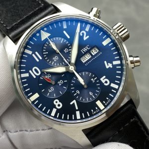 IWC Pilot Chronograph Petit Prince IW377717 Blue Dial Leather Strap Best Replica ZF 43mm