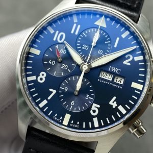 IWC Pilot Chronograph Petit Prince IW377717 Blue Dial Leather Strap Best Replica ZF 43mm