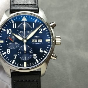 IWC Pilot Chronograph Petit Prince IW377717 Blue Dial Leather Strap Best Replica ZF 43mm