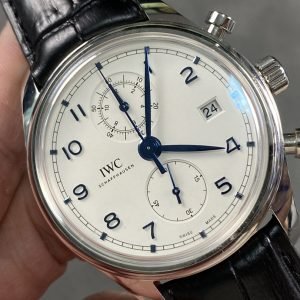 IWC Portugieser Chronograph Classic IW390302 White Dial Leather Strap Best Replica APSF 42mm