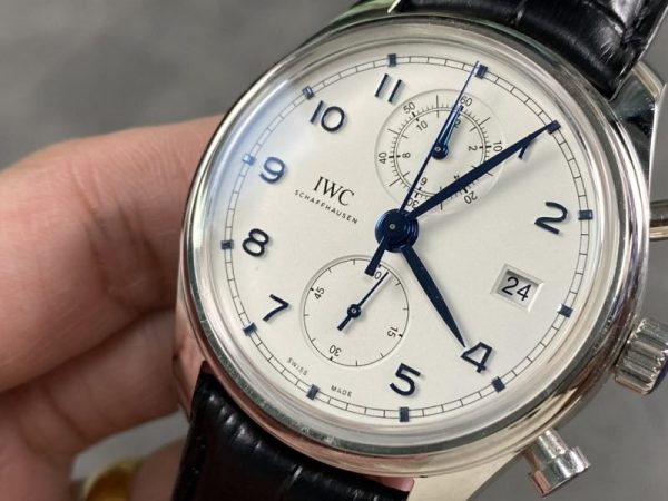 IWC Portugieser Chronograph Classic IW390302 White Dial Leather Strap Best Replica APSF 42mm