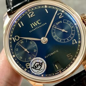 IWC Portugieser IW500713 Rose Gold Blue Dial Leather Strap Best Replica APSF 42mm