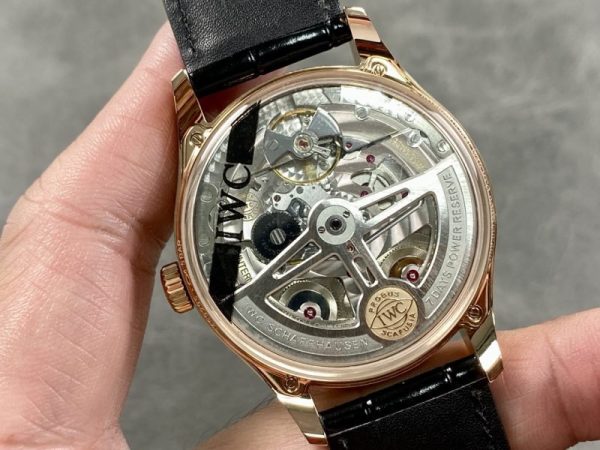 IWC Portugieser IW500713 Rose Gold Blue Dial Leather Strap Best Replica APSF 42mm