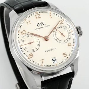IWC Portugieser IW501701 Steel Silver Dial Black Leather Strap Best Replica APSF 42mm