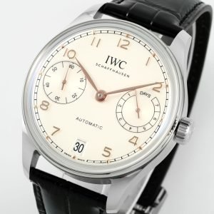IWC Portugieser IW501701 Steel Silver Dial Black Leather Strap Best Replica APSF 42mm