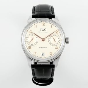 IWC Portugieser IW501701 Steel Silver Dial Black Leather Strap Best Replica APSF 42mm