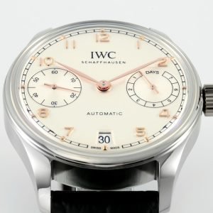 IWC Portugieser IW501701 Steel Silver Dial Black Leather Strap Best Replica APSF 42mm
