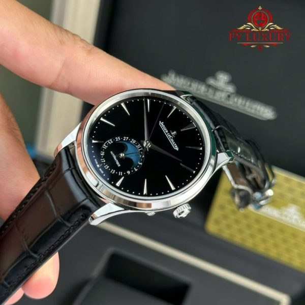 Jaeger-LeCoultre Master Ultra Thin Moon Black Dial Leather Best Replica APSF 39mm