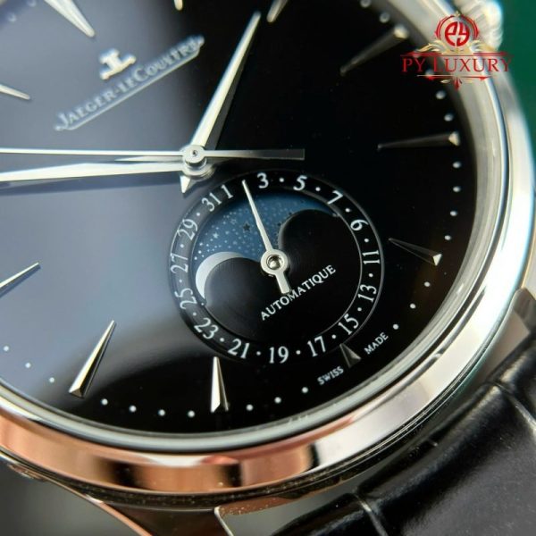 Jaeger-LeCoultre Master Ultra Thin Moon Black Dial Leather Best Replica APSF 39mm