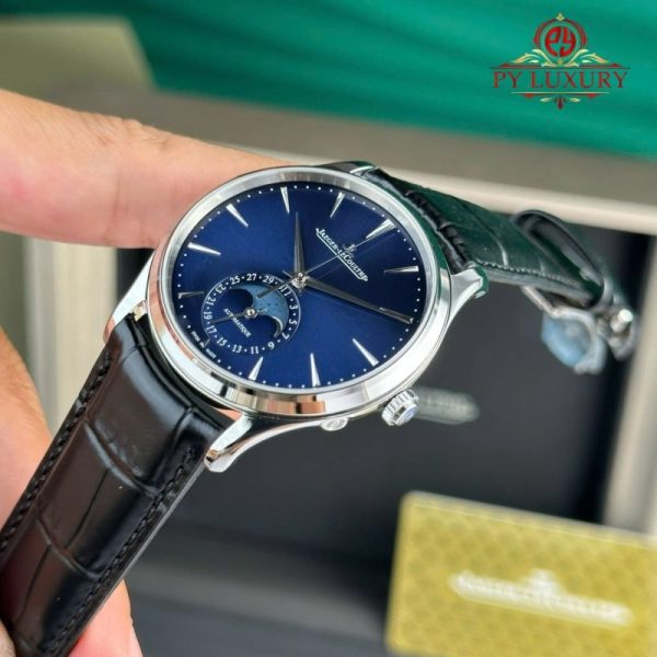 Jaeger-LeCoultre Master Ultra Thin Moon Blue Dial Leather Best Replica APSF 39mm
