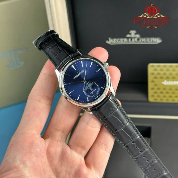 Jaeger-LeCoultre Master Ultra Thin Moon Blue Dial Leather Best Replica APSF 39mm