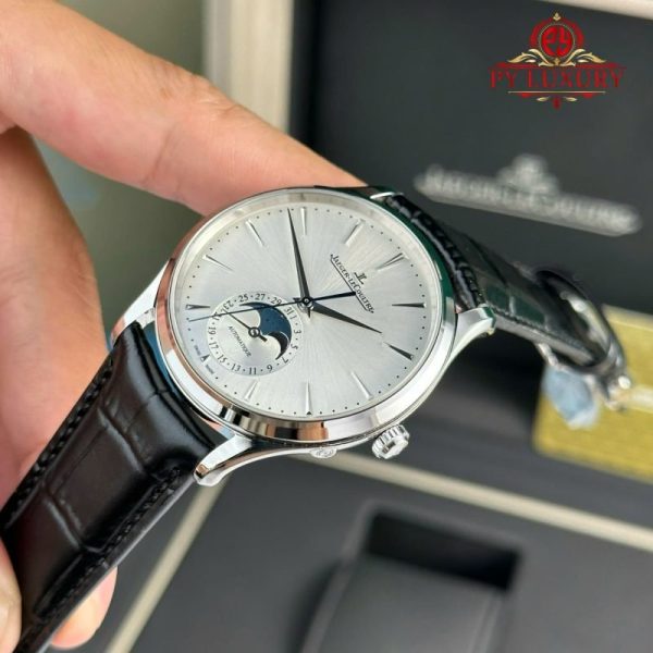 Jaeger-LeCoultre Master Ultra Thin Moon Silver Dial Leather Best Replica APSF 39mm