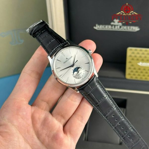Jaeger-LeCoultre Master Ultra Thin Moon Silver Dial Leather Best Replica APSF 39mm