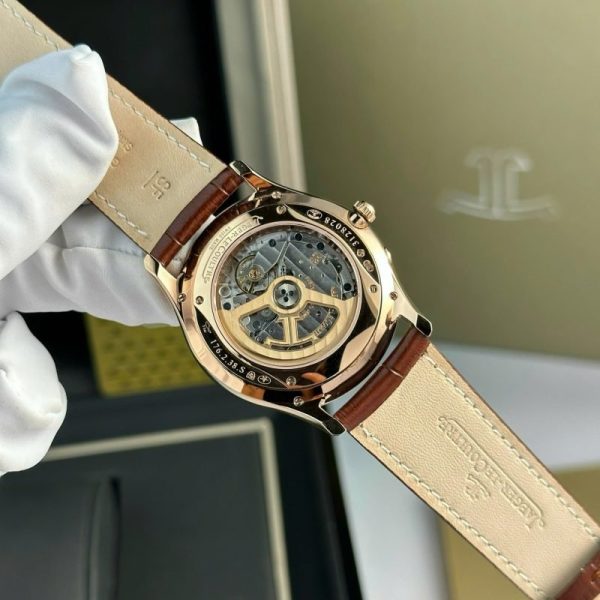 Jaeger-LeCoultre Master Ultra Thin Reserve De Marche Rose Gold Champagne Dial Leather Strap Best Replica ZF 39mm