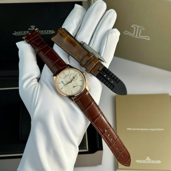 Jaeger-LeCoultre Master Ultra Thin Reserve De Marche Rose Gold Champagne Dial Leather Strap Best Replica ZF 39mm