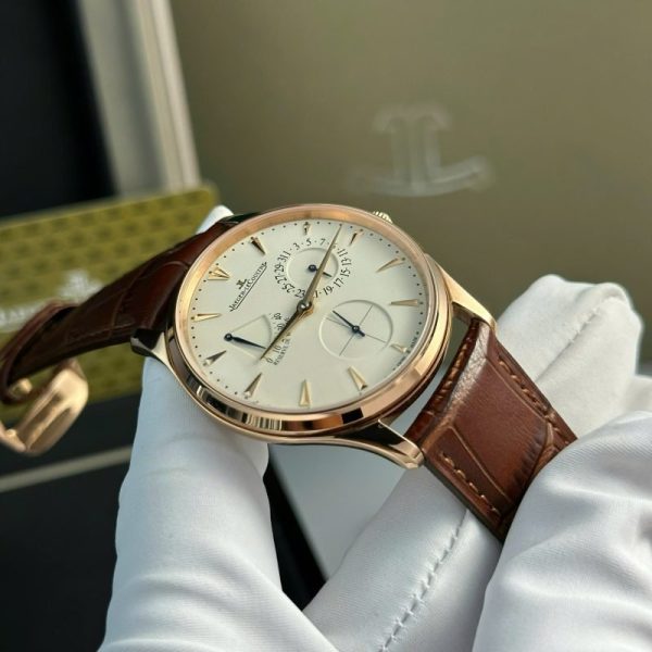 Jaeger-LeCoultre Master Ultra Thin Reserve De Marche Rose Gold Champagne Dial Leather Strap Best Replica ZF 39mm