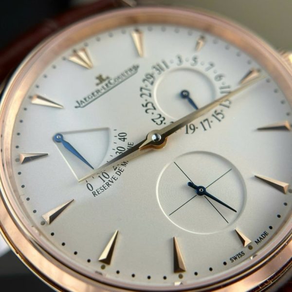 Jaeger-LeCoultre Master Ultra Thin Reserve De Marche Rose Gold Champagne Dial Leather Strap Best Replica ZF 39mm