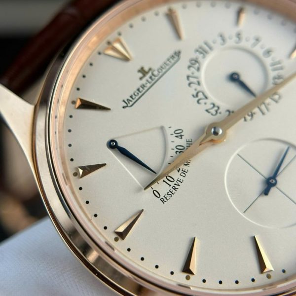 Jaeger-LeCoultre Master Ultra Thin Reserve De Marche Rose Gold Champagne Dial Leather Strap Best Replica ZF 39mm