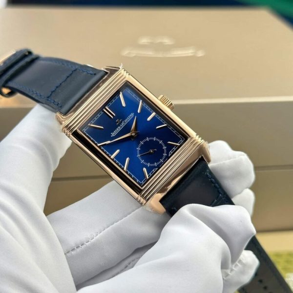 Jaeger-LeCoultre Reverso Tribute Monoface Small Seconds Rose Gold Blue Dial Best Replica MGF 45.6??27.4mm