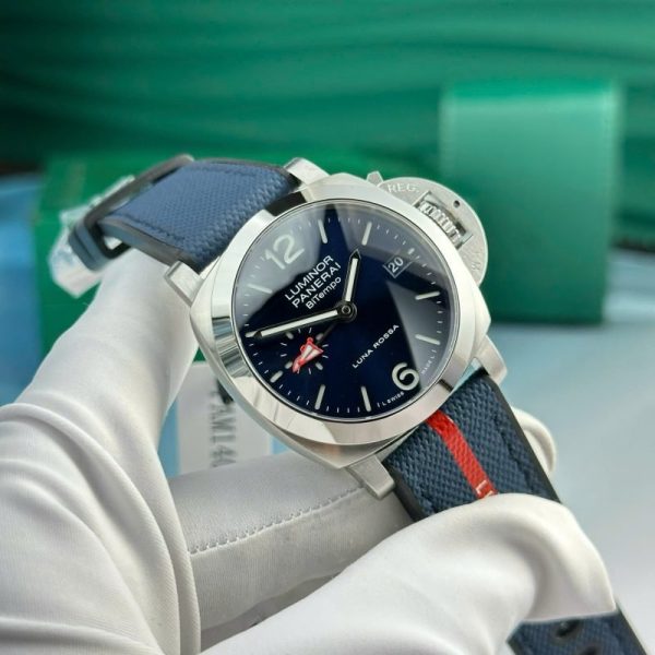Panerai Luminor Quaranta BiTempo Luna Rossa PAM01404 Blue Dial Rubber Strap Best Replica VSF 40mm