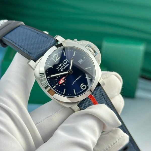 Panerai Luminor Quaranta BiTempo Luna Rossa PAM01404 Blue Dial Rubber Strap Best Replica VSF 40mm