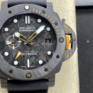 Panerai Submersible GMT Carbotech Navy Seals PAM 1324 Black Carbon Rubber Strap Best Replica VSF 44mm