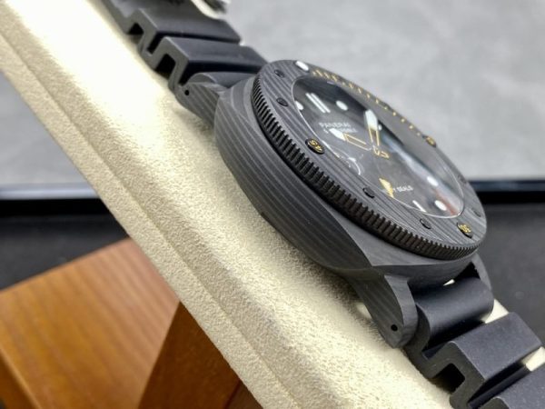 Panerai Submersible GMT Carbotech Navy Seals PAM 1324 Black Carbon Rubber Strap Best Replica VSF 44mm