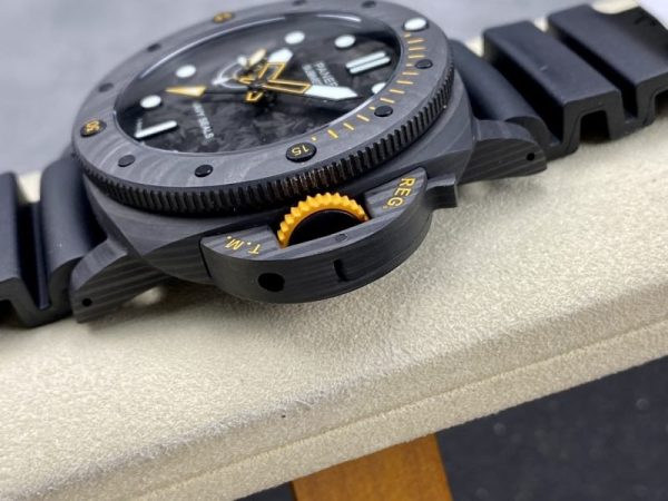 Panerai Submersible GMT Carbotech Navy Seals PAM 1324 Black Carbon Rubber Strap Best Replica VSF 44mm