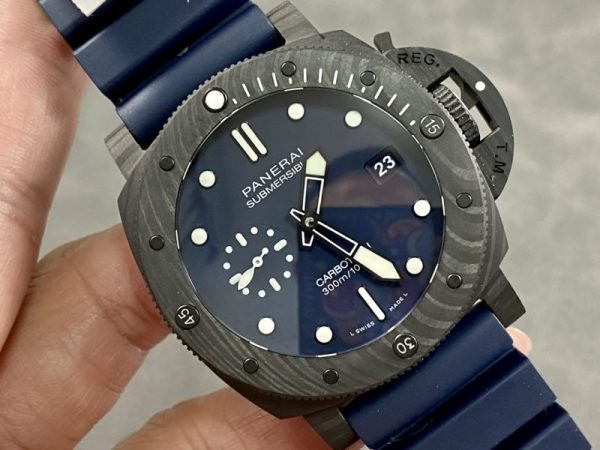Panerai Submersible Quarantaquattro Carbotech Blu Abisso PAM1232 Blue Dial Rubber Strap Best Replica VSF 44mm