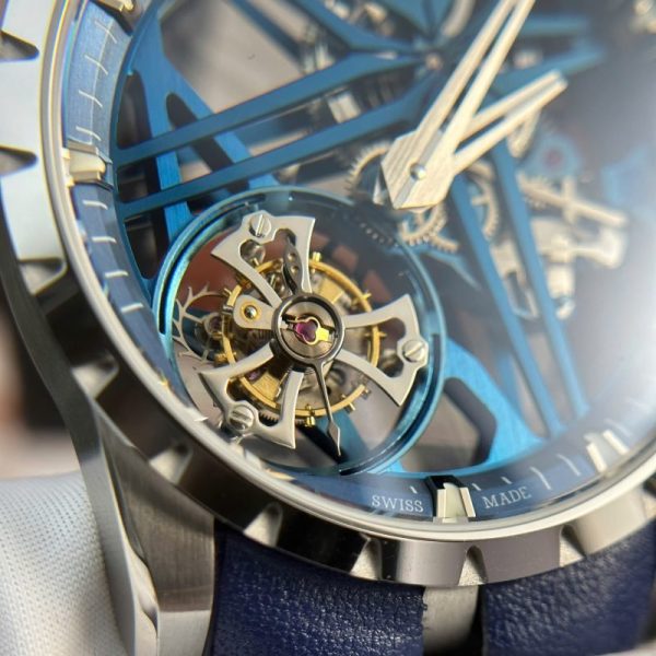Roger Dubuis Excalibur Monotourbillon Cobalt Blue RDDBEX0838 Best Replica BBR 42mm