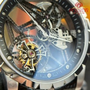 Roger Dubuis Excalibur Skeleton RDDBEX0393 Tourbillon Black Leather Best Replica BBR 42mm