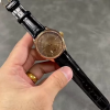 Rolex Cellini Dual Time 50525 Brown Guilloche Dial Black Leather Strap 39mm Mens Replica Watch