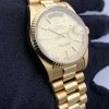 Rolex Day-Date 118208 champagne dial with gold indexes Yellow Gold 36mm Unisex Replica Watch
