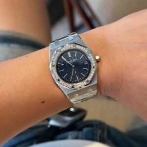 Audemars Piguet Royal Oak Jumbo 16202ST Blue Dial Custom Moissanite Bezel Best Replica ZF 39mm