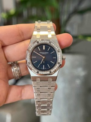Audemars Piguet Royal Oak Jumbo 16202ST Blue Dial Custom Moissanite Bezel Best Replica ZF 39mm