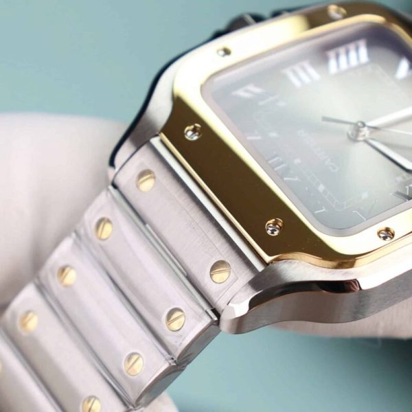 Cartier Santos De Cartier CRW2SA0030 Two Tone Grey Dial Large Model Best Replica BVF 39.8mm
