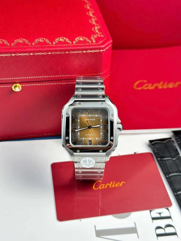 Cartier Santos WSSA0064 Brown Dial Large Model Best Replica BVF 39.8mm