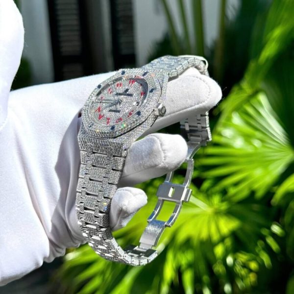 Audemars Piguet Royal Oak Red Arabic Numerals Iced Out Moissanite Super Clone 41m