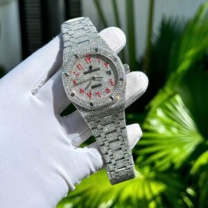 Audemars Piguet Royal Oak Red Arabic Numerals Iced Out Moissanite Super Clone 41m
